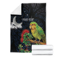 New Zealand Kakapo Matariki Personalised Blanket Pohutukawa Flower Galaxy Maori Pattern LT22 - Polynesian Pride
