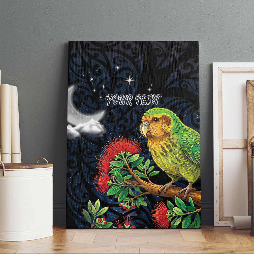 New Zealand Kakapo Matariki Personalised Canvas Wall Art Pohutukawa Flower Galaxy Maori Pattern