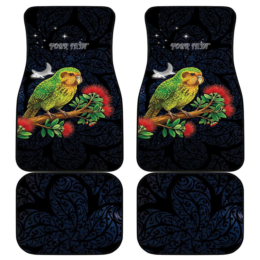 New Zealand Kakapo Matariki Personalised Car Mats Pohutukawa Flower Galaxy Maori Pattern