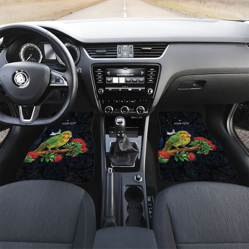 New Zealand Kakapo Matariki Personalised Car Mats Pohutukawa Flower Galaxy Maori Pattern