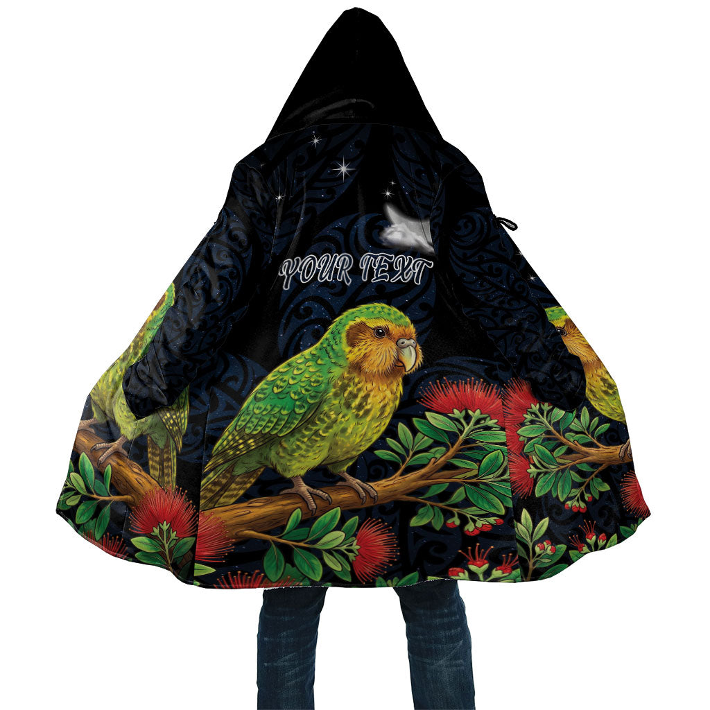 New Zealand Kakapo Matariki Personalised Cloak Pohutukawa Flower Galaxy Maori Pattern