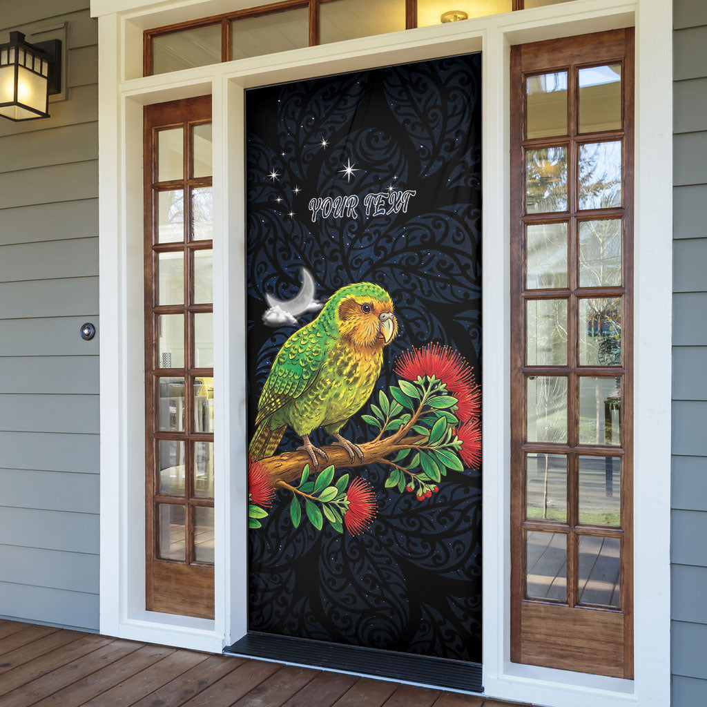 New Zealand Kakapo Matariki Personalised Door Cover Pohutukawa Flower Galaxy Maori Pattern LT22 - Polynesian Pride