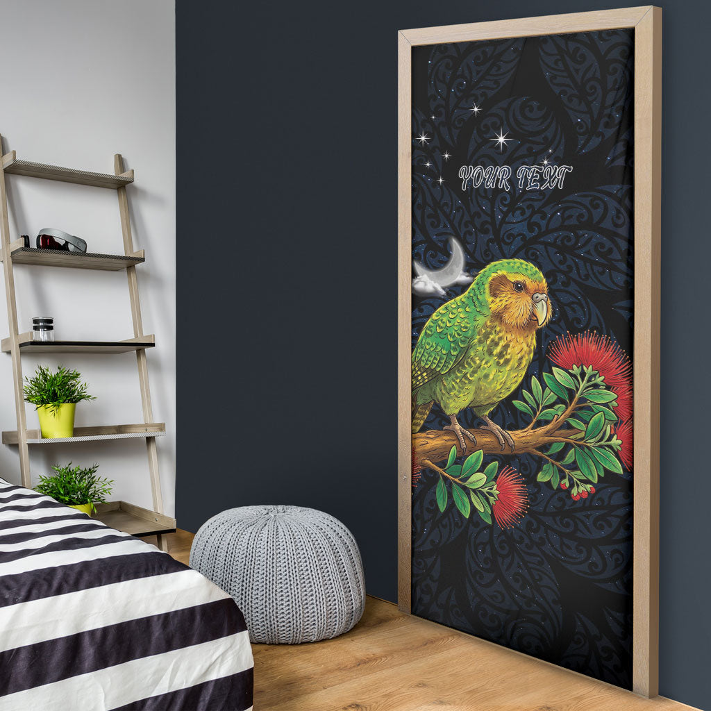 New Zealand Kakapo Matariki Personalised Door Cover Pohutukawa Flower Galaxy Maori Pattern LT22 - Polynesian Pride