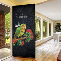 New Zealand Kakapo Matariki Personalised Door Cover Pohutukawa Flower Galaxy Maori Pattern LT22 - Polynesian Pride