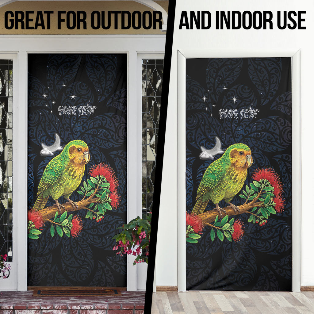 New Zealand Kakapo Matariki Personalised Door Cover Pohutukawa Flower Galaxy Maori Pattern LT22 - Polynesian Pride