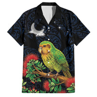 New Zealand Kakapo Matariki Personalised Family Matching Mermaid Dress and Hawaiian Shirt Pohutukawa Flower Galaxy Maori Pattern LT22 Dad's Shirt - Short Sleeve Black - Polynesian Pride