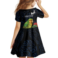 New Zealand Kakapo Matariki Personalised Family Matching Off Shoulder Short Dress and Hawaiian Shirt Pohutukawa Flower Galaxy Maori Pattern LT22 - Polynesian Pride