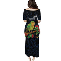 New Zealand Kakapo Matariki Personalised Family Matching Puletasi and Hawaiian Shirt Pohutukawa Flower Galaxy Maori Pattern LT22 - Polynesian Pride