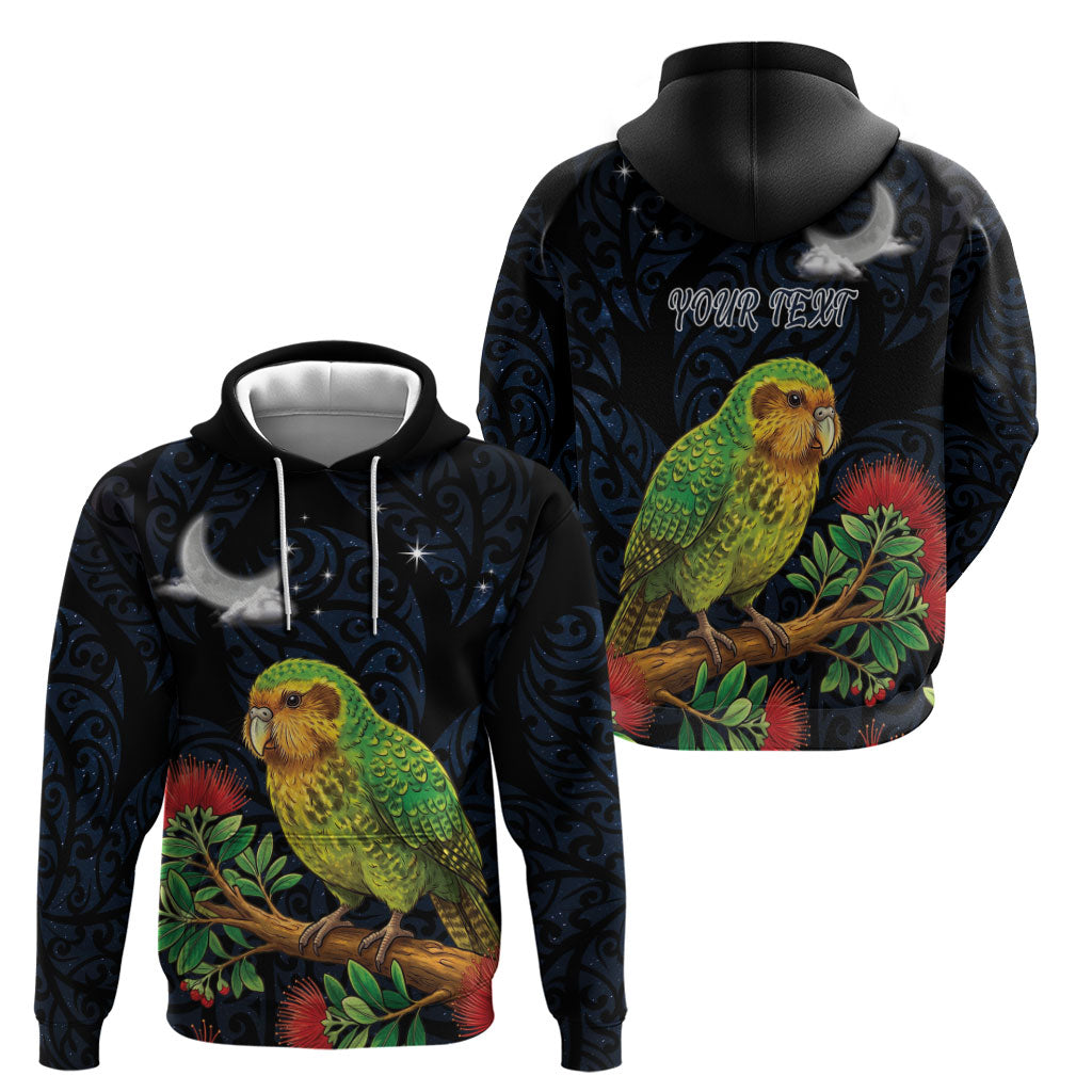 New Zealand Kakapo Matariki Personalised Hoodie Pohutukawa Flower Galaxy Maori Pattern LT22 - Polynesian Pride