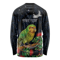 New Zealand Kakapo Matariki Personalised Long Sleeve Shirt Pohutukawa Flower Galaxy Maori Pattern LT22 - Polynesian Pride