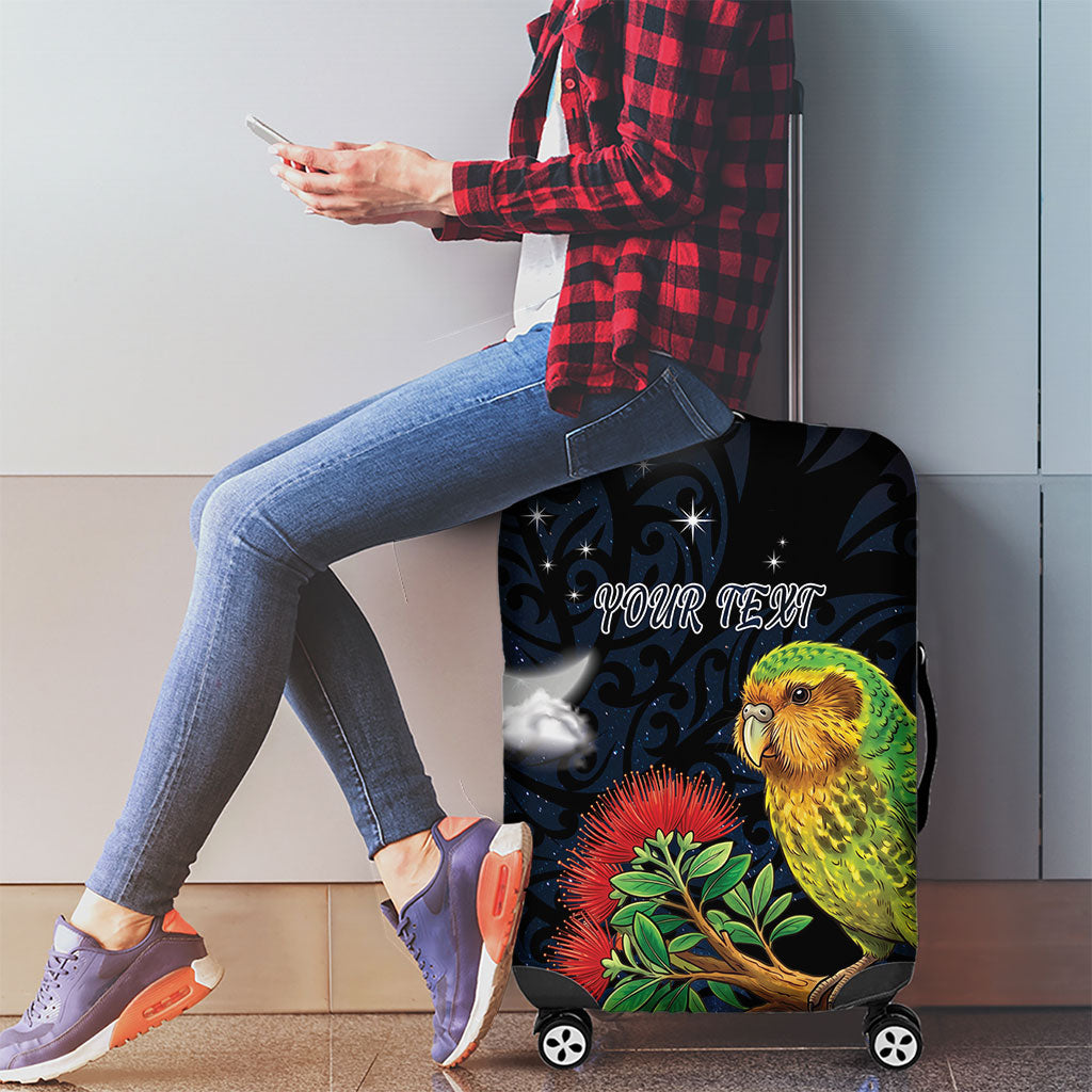New Zealand Kakapo Matariki Personalised Luggage Cover Pohutukawa Flower Galaxy Maori Pattern LT22 - Polynesian Pride