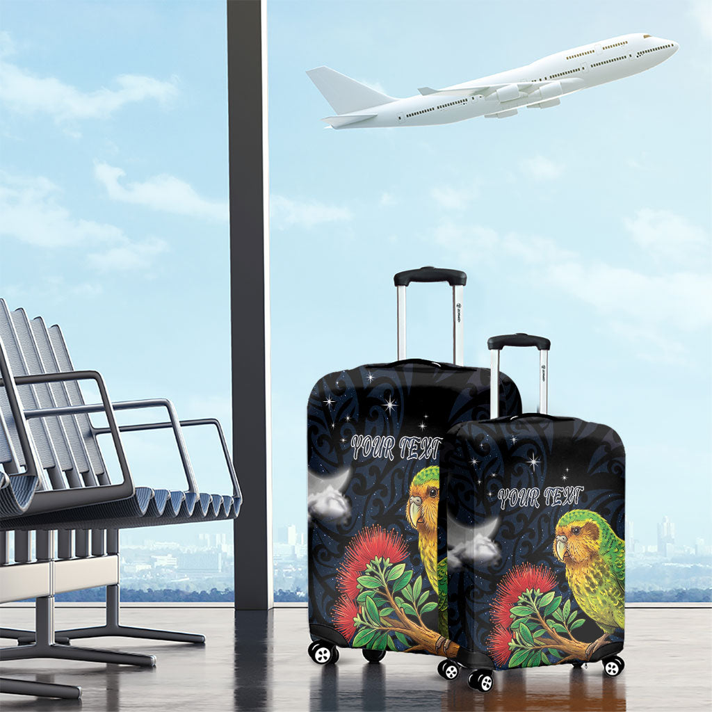 New Zealand Kakapo Matariki Personalised Luggage Cover Pohutukawa Flower Galaxy Maori Pattern LT22 - Polynesian Pride