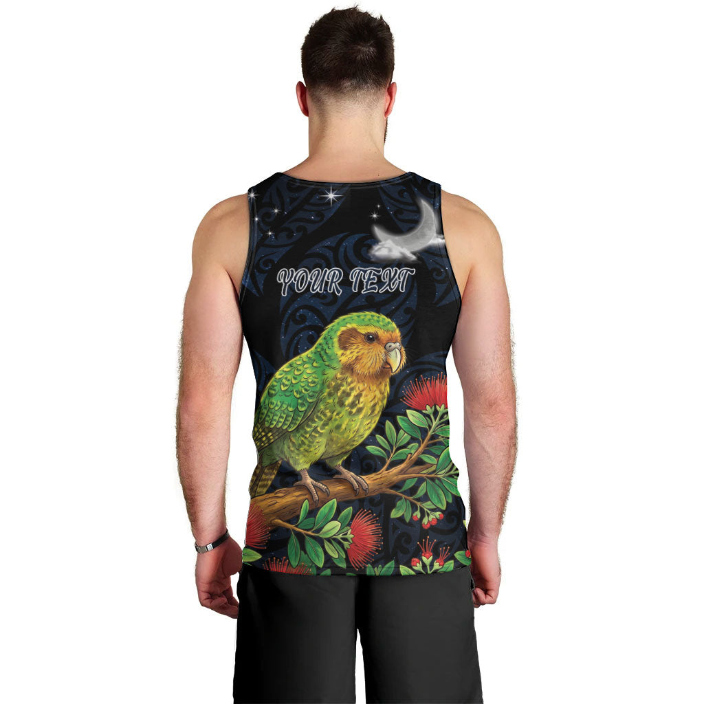New Zealand Kakapo Matariki Personalised Men Tank Top Pohutukawa Flower Galaxy Maori Pattern