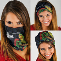 New Zealand Kakapo Matariki Personalised Neck Gaiter Pohutukawa Flower Galaxy Maori Pattern