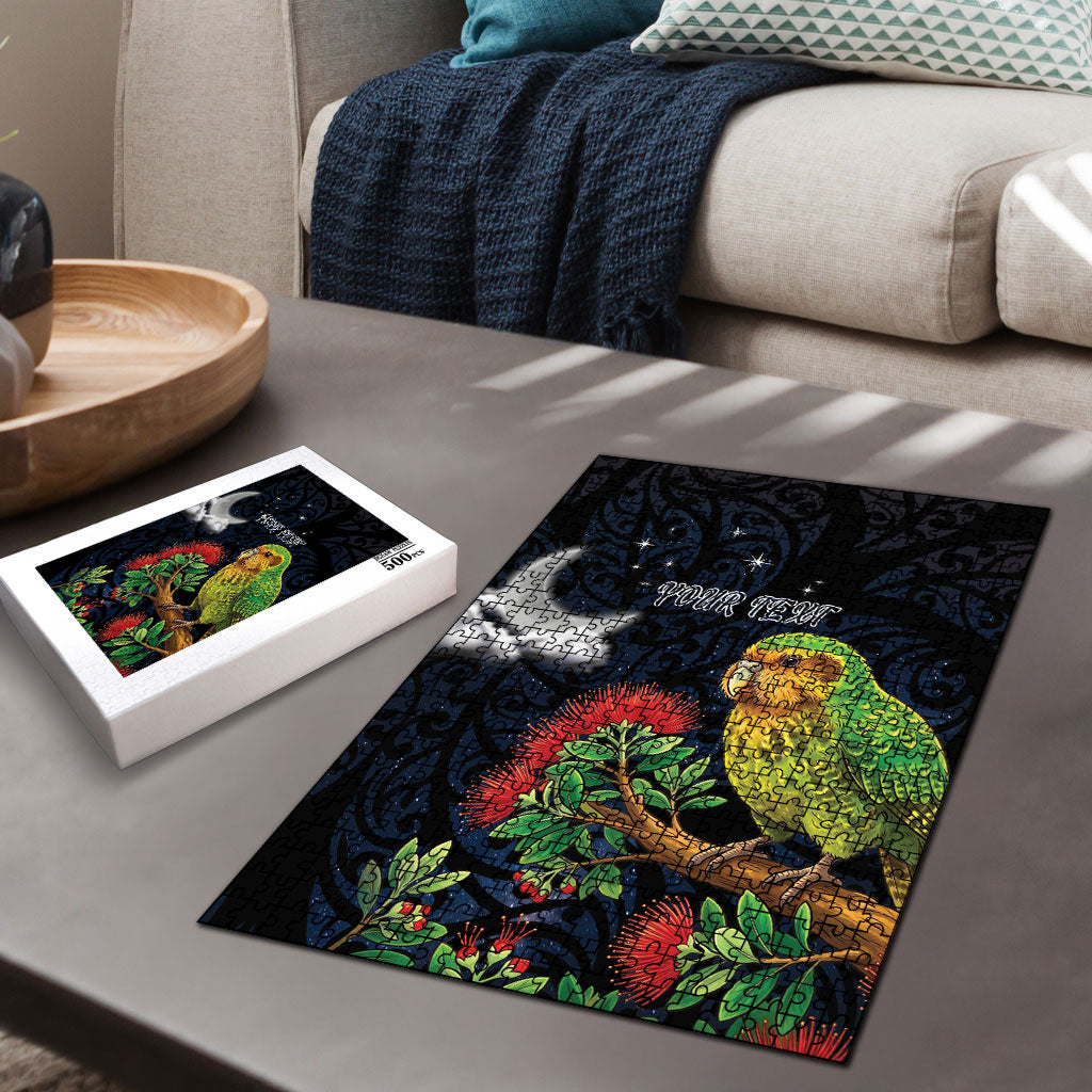 New Zealand Kakapo Matariki Personalised Puzzle Pohutukawa Flower Galaxy Maori Pattern LT22 - Polynesian Pride