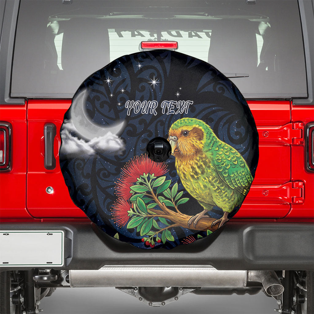 New Zealand Kakapo Matariki Personalised Spare Tire Cover Pohutukawa Flower Galaxy Maori Pattern LT22 - Polynesian Pride