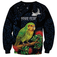 New Zealand Kakapo Matariki Personalised Sweatshirt Pohutukawa Flower Galaxy Maori Pattern LT22 - Polynesian Pride