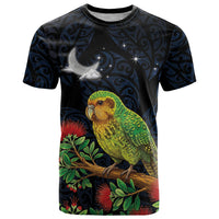 New Zealand Kakapo Matariki Personalised T Shirt Pohutukawa Flower Galaxy Maori Pattern