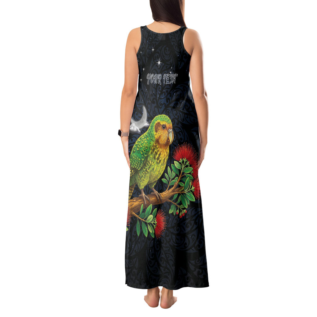 New Zealand Kakapo Matariki Personalised Tank Maxi Dress Pohutukawa Flower Galaxy Maori Pattern LT22 - Polynesian Pride