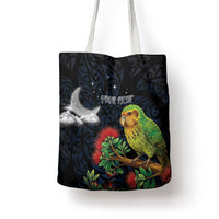New Zealand Kakapo Matariki Personalised Tote Bag Pohutukawa Flower Galaxy Maori Pattern