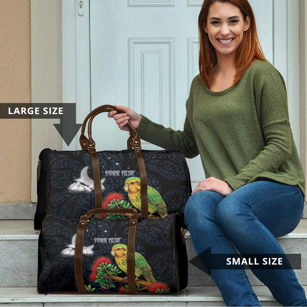 New Zealand Kakapo Matariki Personalised Travel Bag Pohutukawa Flower Galaxy Maori Pattern LT22 - Polynesian Pride