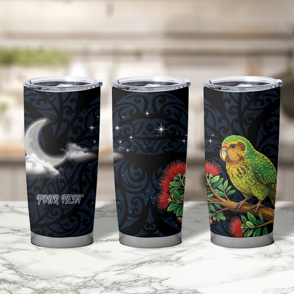 New Zealand Kakapo Matariki Personalised Tumbler Cup Pohutukawa Flower Galaxy Maori Pattern LT22 - Polynesian Pride