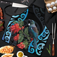 Tui Bird Kakabeak New Zealand Apron Clianthus Galaxy Maori Koru Pattern LT22 Blue - Polynesian Pride