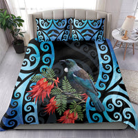 Tui Bird Kakabeak New Zealand Bedding Set Clianthus Galaxy Maori Koru Pattern
