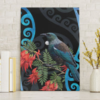 Tui Bird Kakabeak New Zealand Canvas Wall Art Clianthus Galaxy Maori Koru Pattern LT22 Without Frame Blue - Polynesian Pride