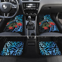 Tui Bird Kakabeak New Zealand Car Mats Clianthus Galaxy Maori Koru Pattern LT22 Set 4pcs Blue - Polynesian Pride
