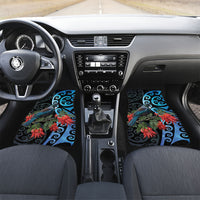 Tui Bird Kakabeak New Zealand Car Mats Clianthus Galaxy Maori Koru Pattern LT22 Set 2pcs - Front Blue - Polynesian Pride
