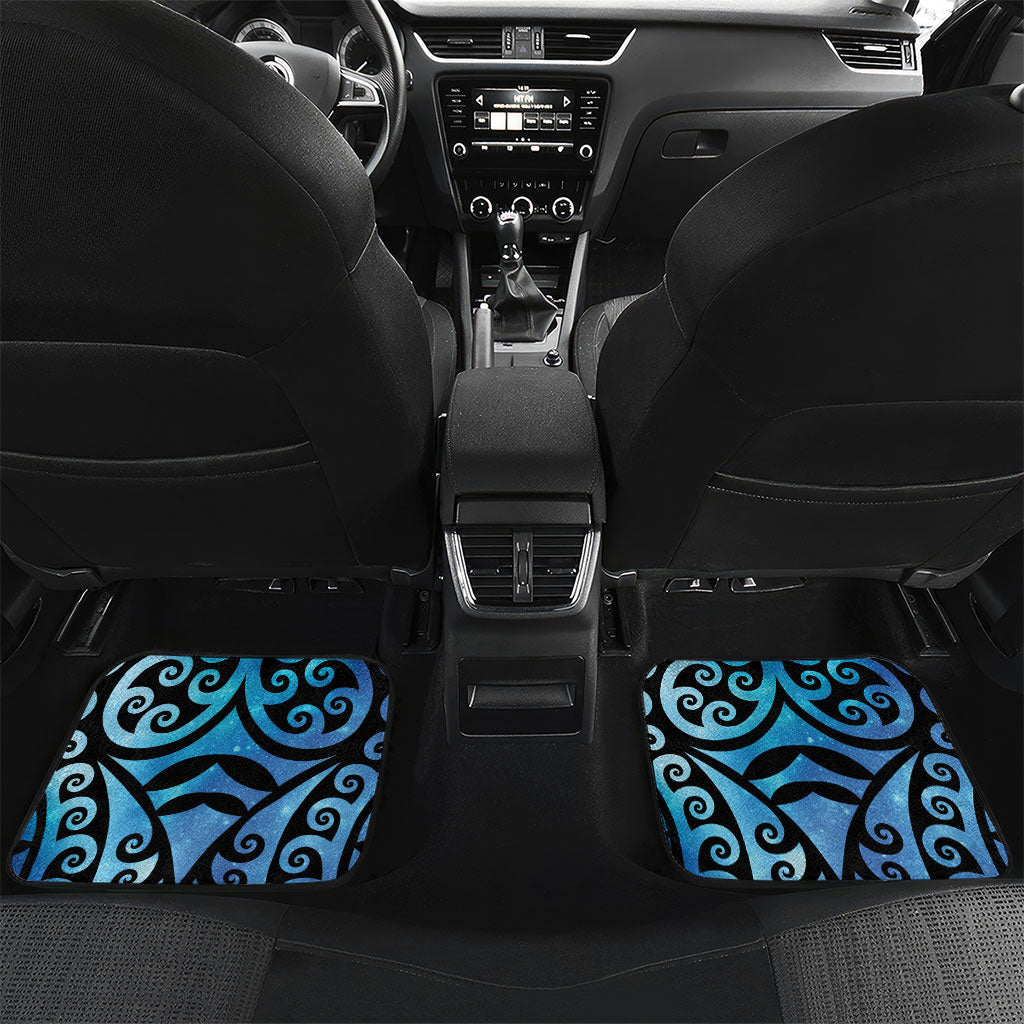 Tui Bird Kakabeak New Zealand Car Mats Clianthus Galaxy Maori Koru Pattern LT22 Set 2pcs - Back Blue - Polynesian Pride