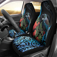 Tui Bird Kakabeak New Zealand Car Seat Cover Clianthus Galaxy Maori Koru Pattern
