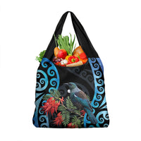 Tui Bird Kakabeak New Zealand Grocery Bag Clianthus Galaxy Maori Koru Pattern