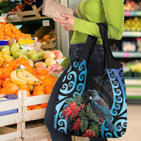 Tui Bird Kakabeak New Zealand Grocery Bag Clianthus Galaxy Maori Koru Pattern