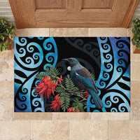 Tui Bird Kakabeak New Zealand Rubber Doormat Clianthus Galaxy Maori Koru Pattern LT22 Blue - Polynesian Pride