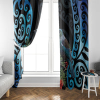 Tui Bird Kakabeak New Zealand Window Curtain Clianthus Galaxy Maori Koru Pattern