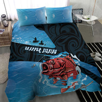 Snapper Fishing New Zealand Bedding Set Tamure Fish Hook Maori Pattern