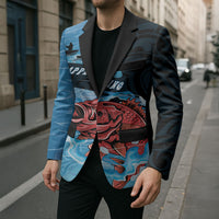 Personalised Snapper Fishing New Zealand Blazer Tamure Fish Hook Maori Pattern