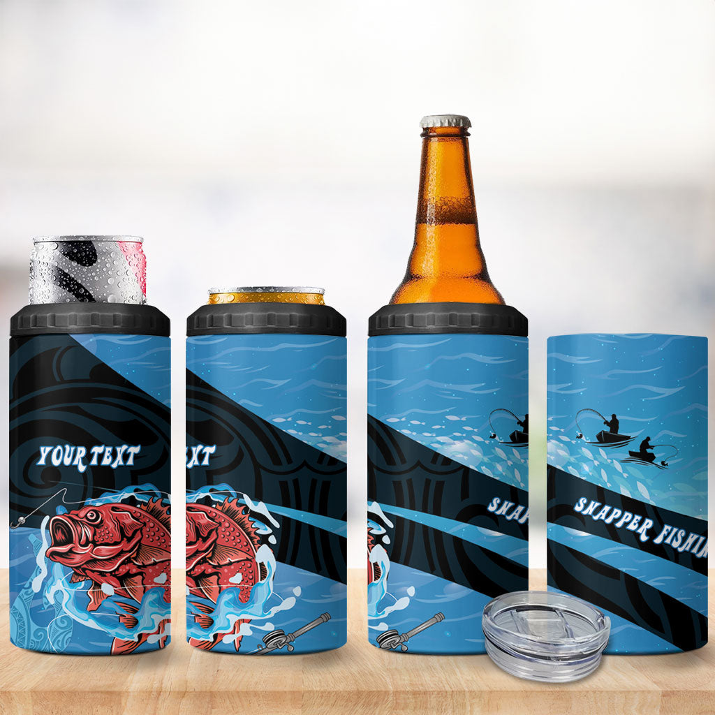 Personalised Snapper Fishing New Zealand 4 in 1 Can Cooler Tumbler Tamure Fish Hook Maori Pattern LT22 - Polynesian Pride