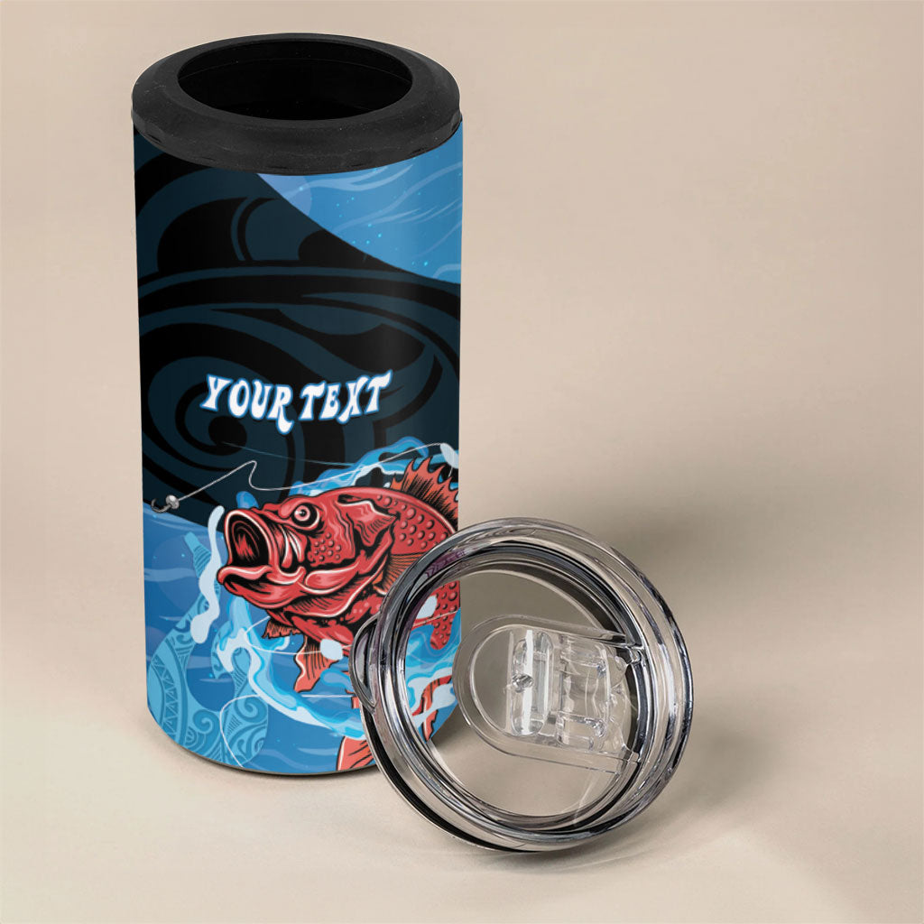 Personalised Snapper Fishing New Zealand 4 in 1 Can Cooler Tumbler Tamure Fish Hook Maori Pattern LT22 - Polynesian Pride
