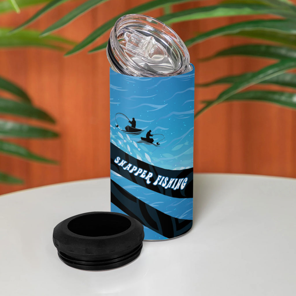 Personalised Snapper Fishing New Zealand 4 in 1 Can Cooler Tumbler Tamure Fish Hook Maori Pattern LT22 - Polynesian Pride