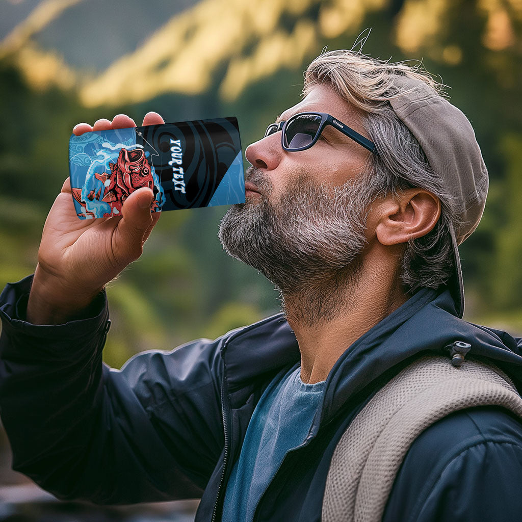 Personalised Snapper Fishing New Zealand 4 in 1 Can Cooler Tumbler Tamure Fish Hook Maori Pattern LT22 - Polynesian Pride