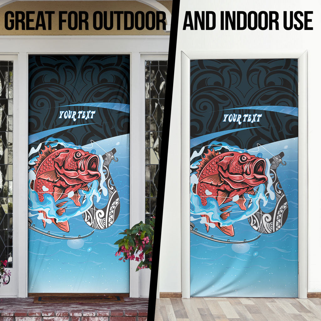Personalised Snapper Fishing New Zealand Door Cover Tamure Fish Hook Maori Pattern