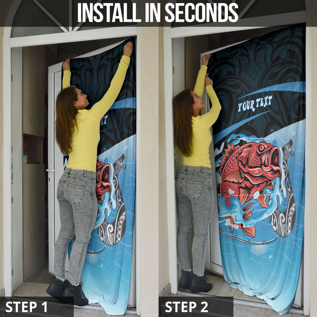 Personalised Snapper Fishing New Zealand Door Cover Tamure Fish Hook Maori Pattern