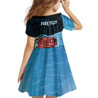 Personalised Snapper Fishing New Zealand Family Matching Long Sleeve Bodycon Dress and Hawaiian Shirt Tamure Fish Hook Maori Pattern LT22 - Polynesian Pride