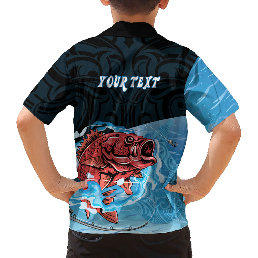 Personalised Snapper Fishing New Zealand Family Matching Off Shoulder Maxi Dress and Hawaiian Shirt Tamure Fish Hook Maori Pattern LT22 - Polynesian Pride
