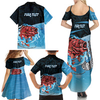 Personalised Snapper Fishing New Zealand Family Matching Summer Maxi Dress and Hawaiian Shirt Tamure Fish Hook Maori Pattern LT22 - Polynesian Pride