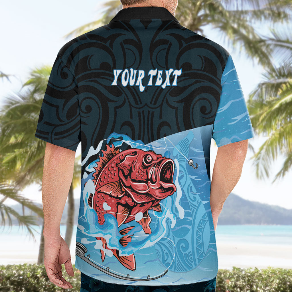 Personalised Snapper Fishing New Zealand Hawaiian Shirt Tamure Fish Hook Maori Pattern