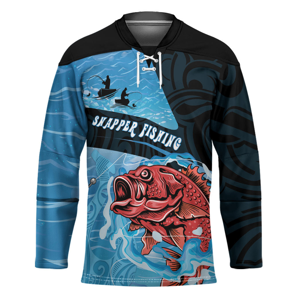 Personalised Snapper Fishing New Zealand Hockey Jersey Tamure Fish Hook Maori Pattern